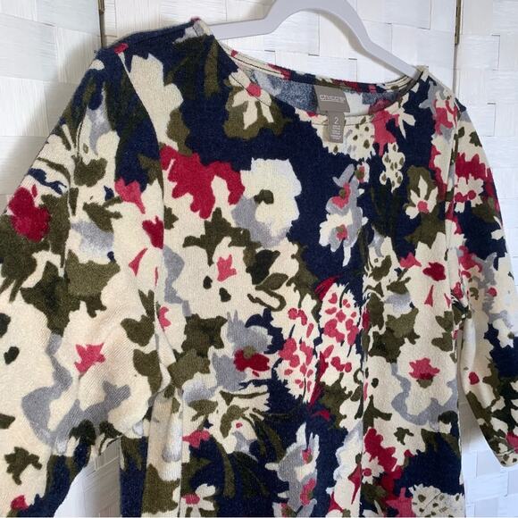 Chico’s Womens Blouse Shirt Chico Size 2 Womens Size Large Floral Pockets - Picture 2 of 9